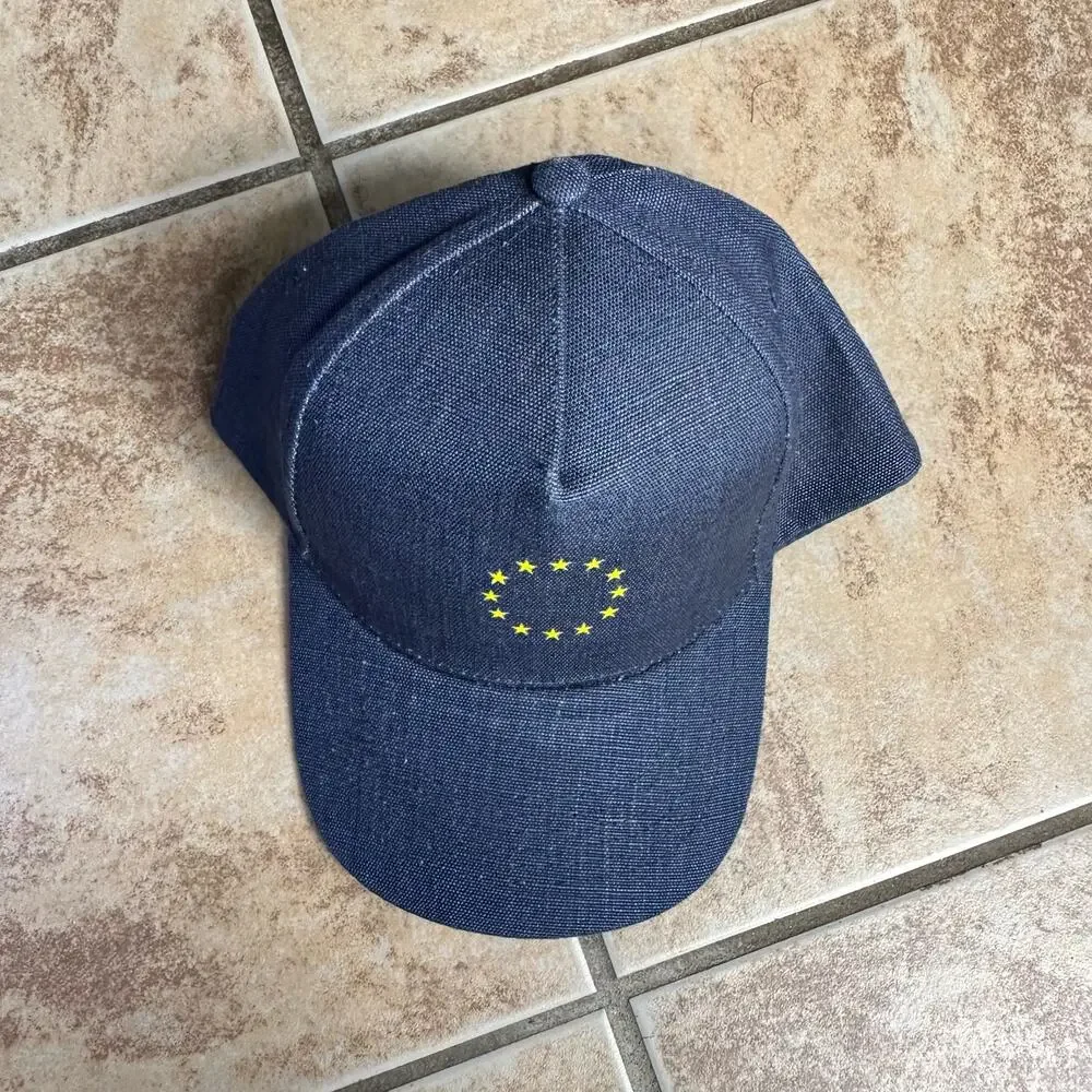 European Union Flag Stars‎ Baseball Hat Cap Blue Made of Hemp
